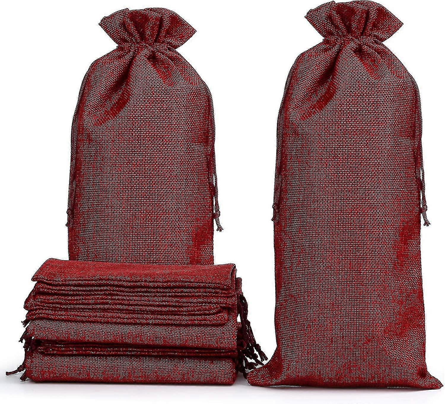 12 X Bags Red Jute Bags Bottle Bags Fabric Bags Bags For Bottles Champagne Bottles, 16 X 36 Cm