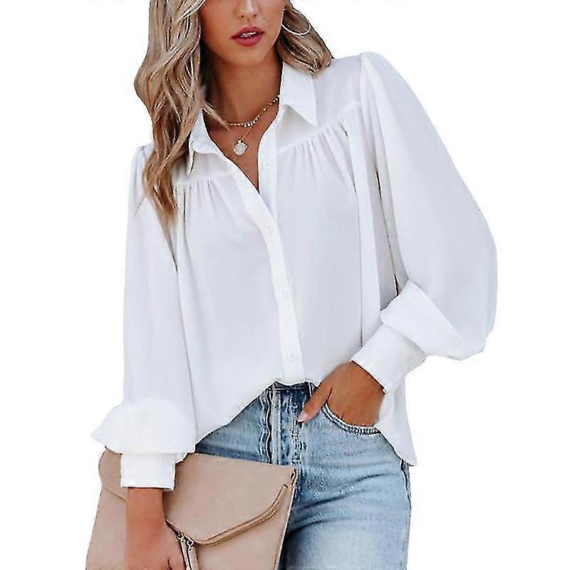 Womens Sleeve Blouse Tops V Neck Button Down Shirts