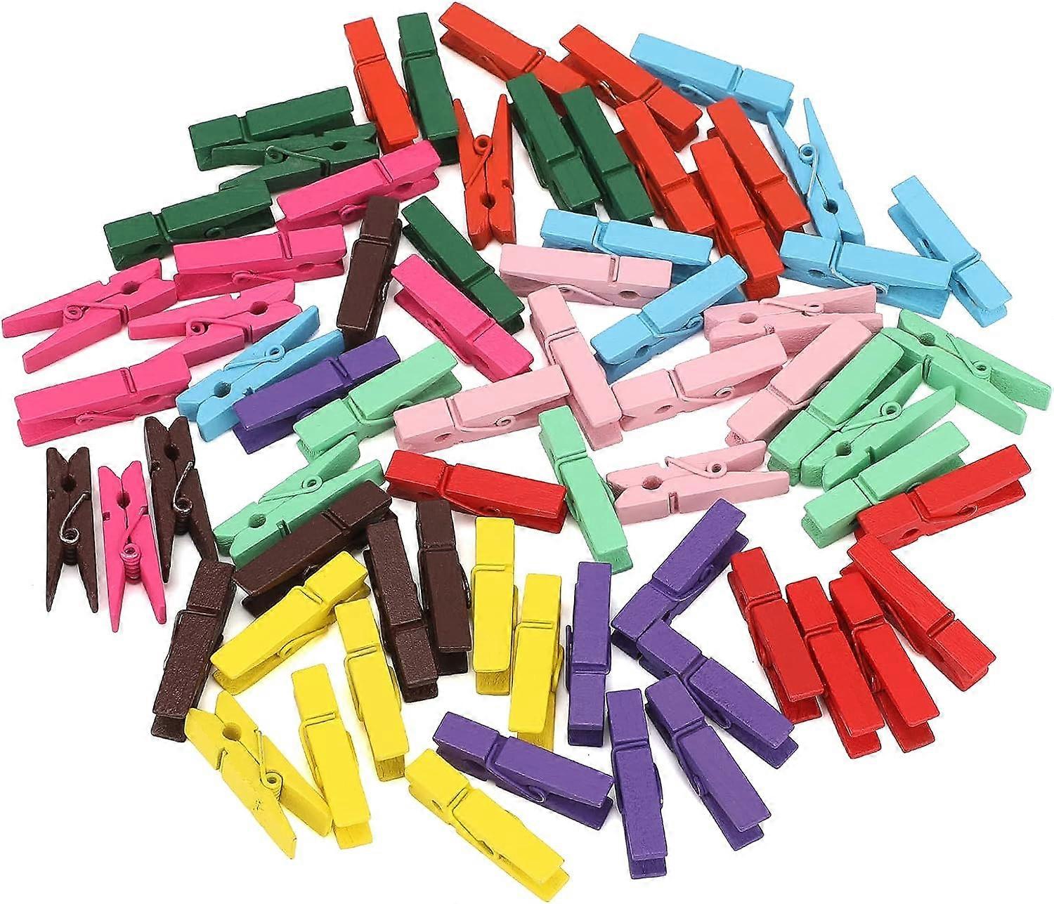 Mini Colorful Wooden Clothespins 3.5cm - Set of 50 Small Wooden Clothespins - Decorative Wooden Picture Holders for DIY Crafts