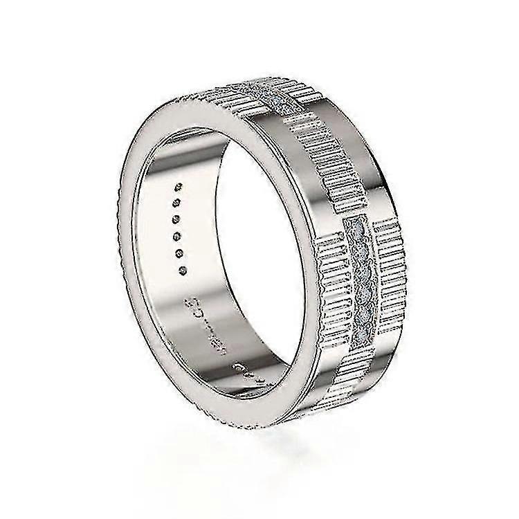 Simple Silver Ring With Blue Diamonds - Creative Silver Plated Hoop Set Blue Diamond Ring