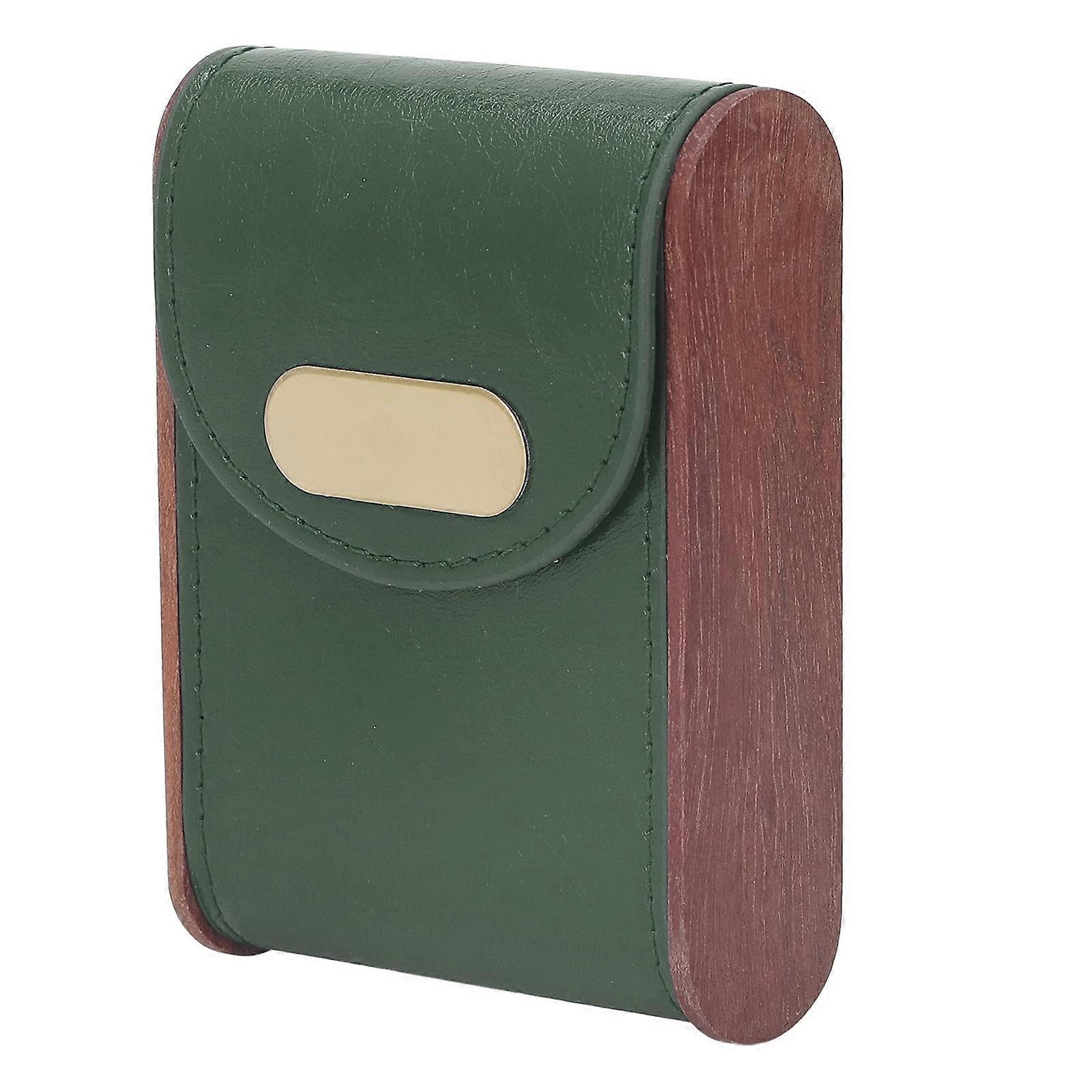 Cigar Case Compact Lightweight Wooden 20 Cigar Box Moisture Proof (Green)