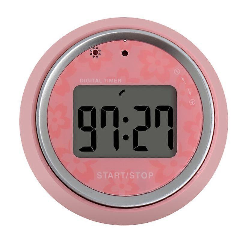 LCD screen electronic timer kitchen countdown reminder student digital knob timer pink