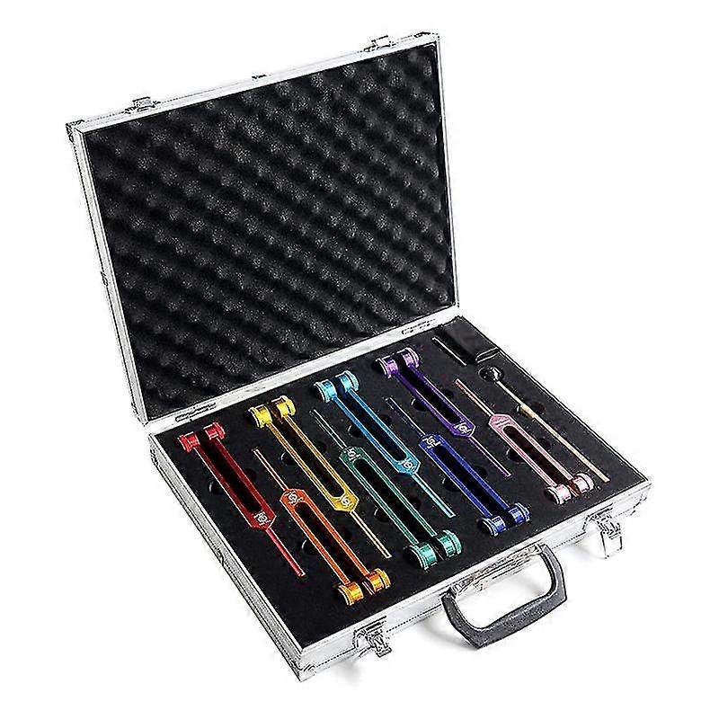 Chakra Tuning suitable fork Set suitable for Healing,Sound Therapy,Keep Body,with Rubber Mallet,Wrench,Cleaning Cloth