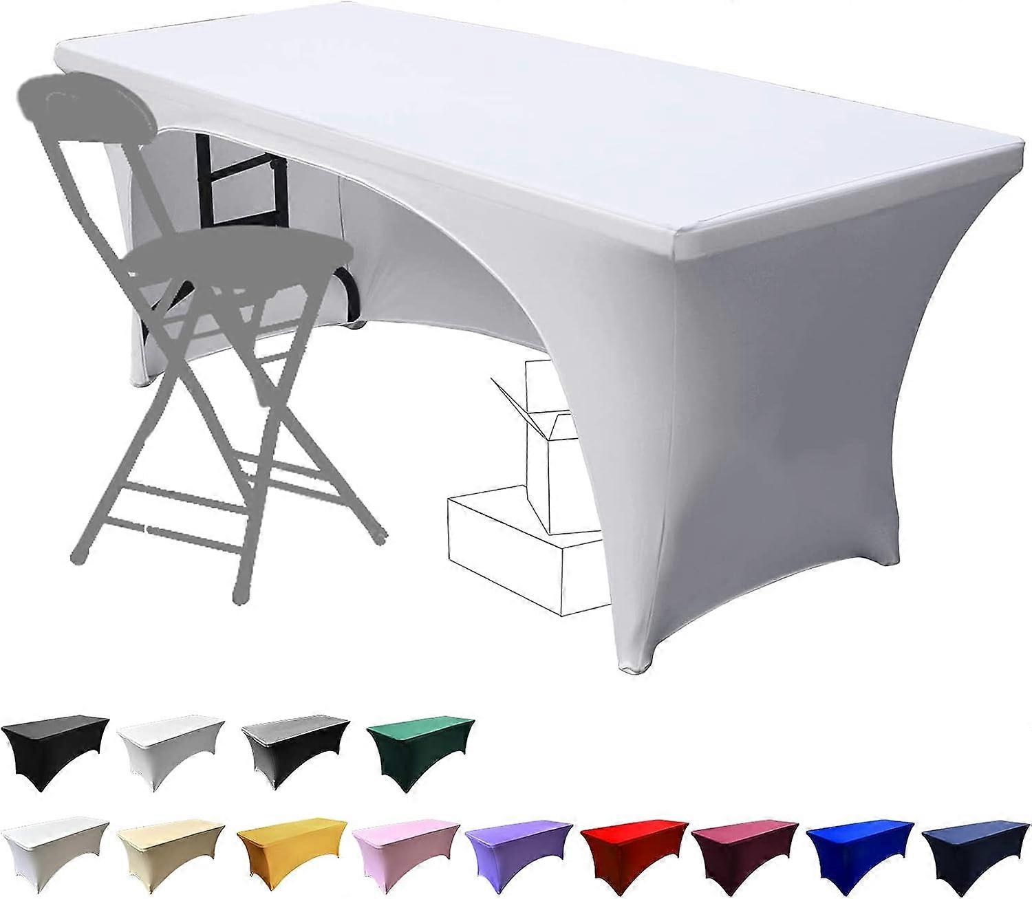 Stretchable Tablecloths 6ft for Rectangle Tables with Open Back, Fitted Spandex Rectangular Patio Table Covers, Wedding, Party, Kitchen, Beauty Event 