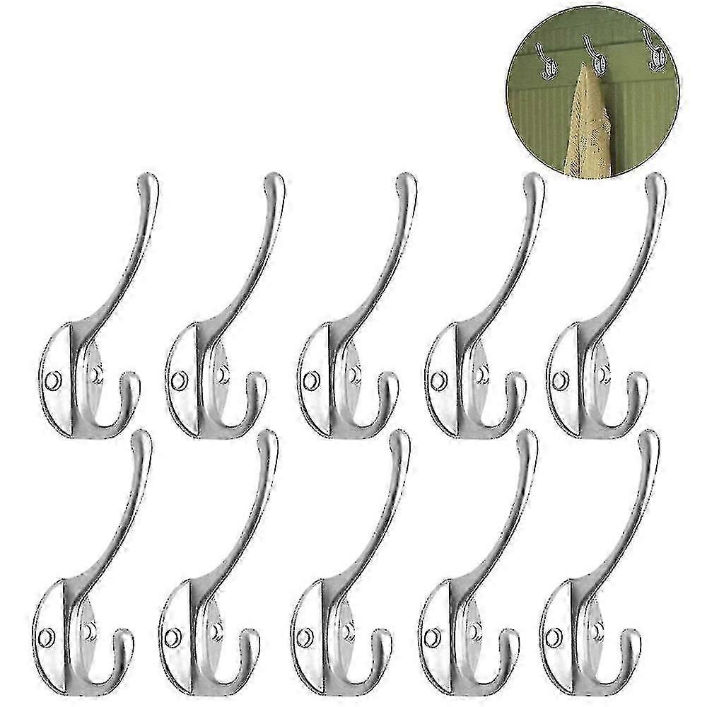 10 Pack Rustic Coat Hooks Wall Mounted Heavy Duty Double Hooks Retro