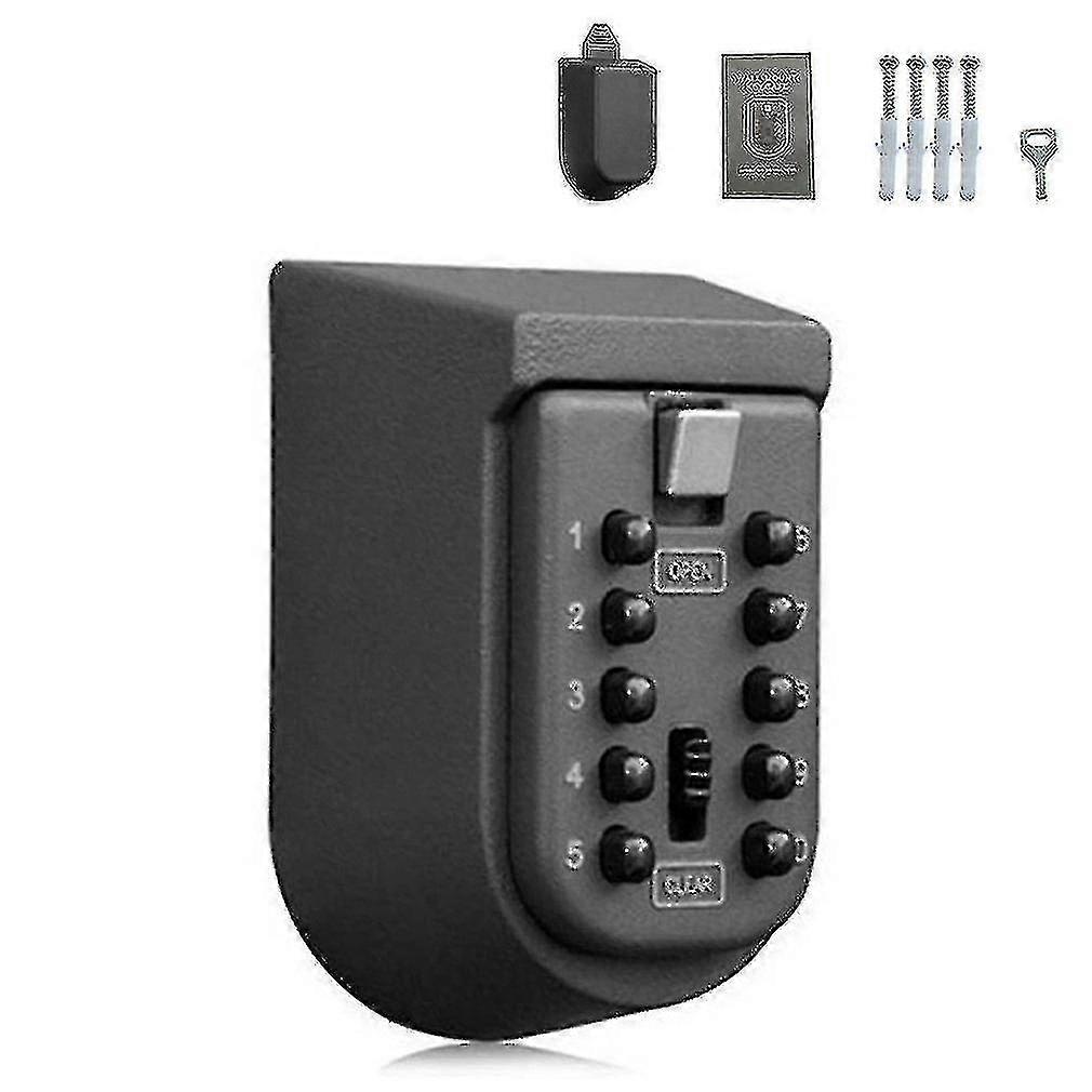 Outdoor Wall Mounted Key Storage Lock Box 10 Digit Button Combination Combination Key Safe