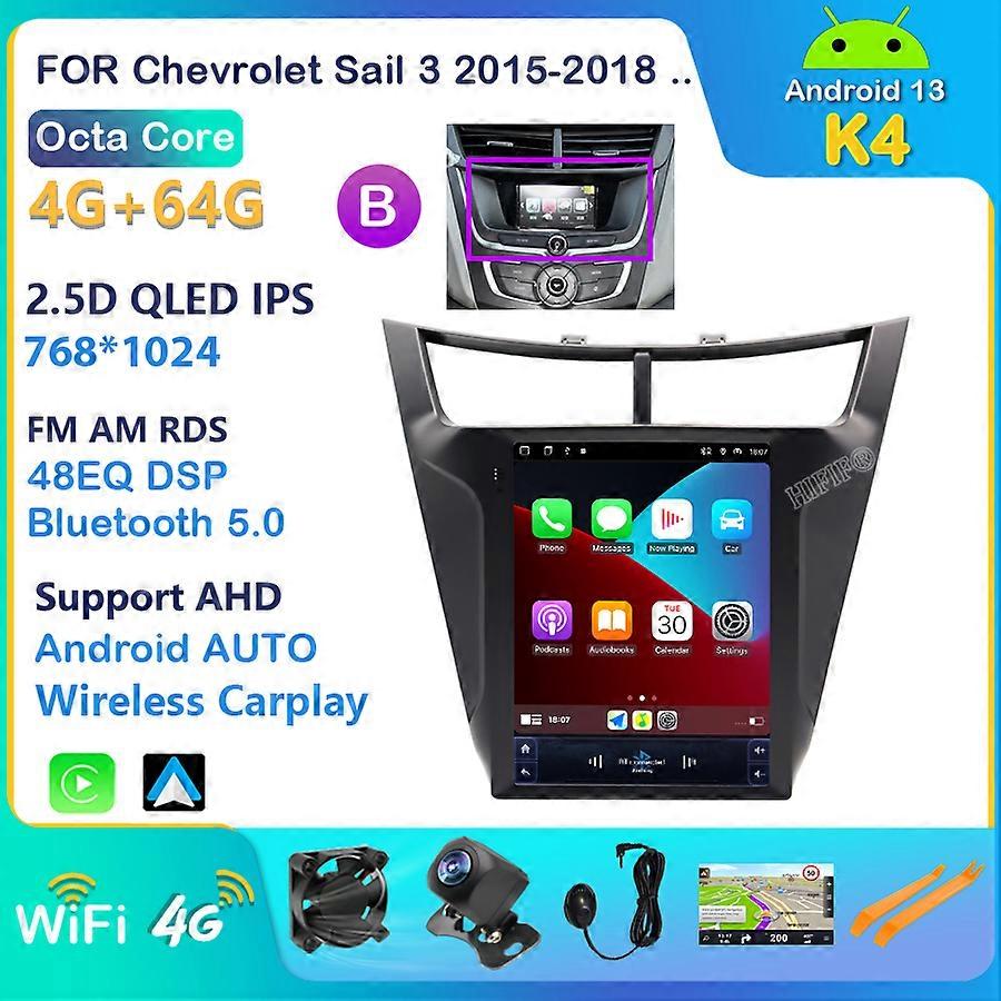 10.4 Tesla Vertical Screen For Chevrolet Sail 3 2015-2018 Android 13 Car Radio Navigation GPS Stereo Multimedia 2 DIN Unit