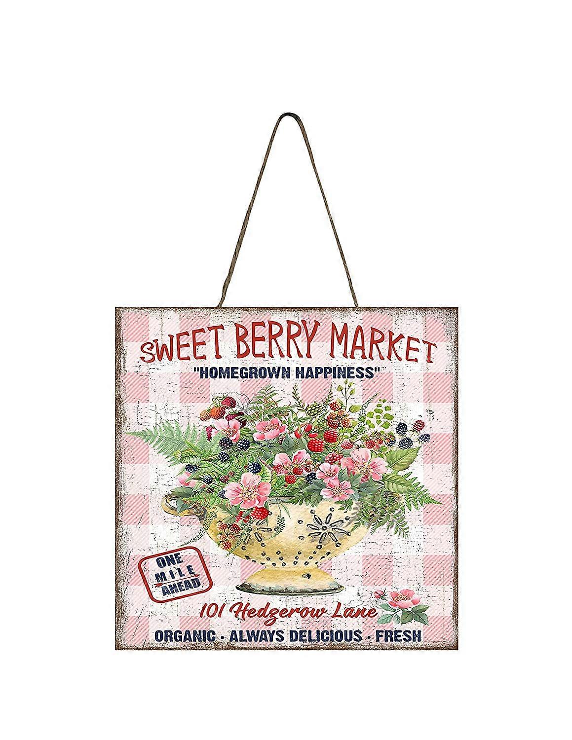 سويت بيري ماركت كيتشن خشب ميني لافتة 5 × 5 بوصة