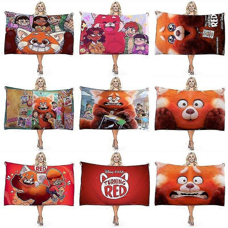 Turning Red Themed Rectangular Bath Towel Digital Print Towel Beach