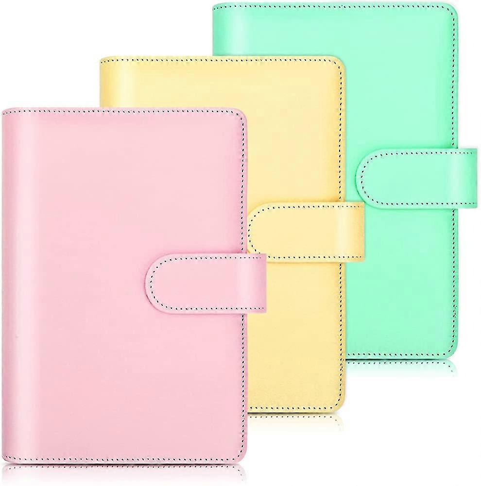 A6 Pu Leather Notebook Binder,3 Pcs Refillable 6 Ring Binder Cover Loose Leaf