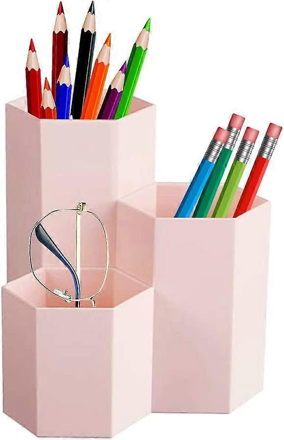 Hexagonal Pen Holder, Hexagonal Plastic Pencil Holder for Home, Office, School