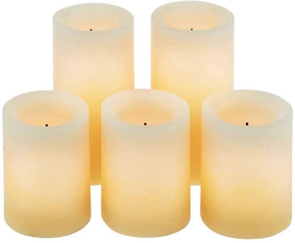 ButtercreamCandle Impressions Ombre Design Pillar Real Wax Flameless Candles w/Auto Timer Feature - Set of 5 - Buttercream