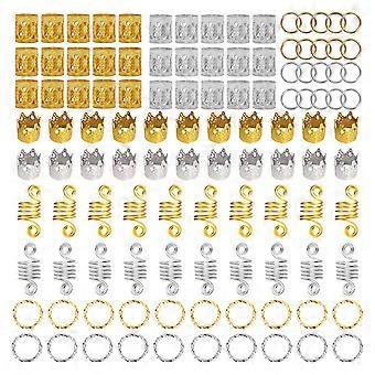 Lot de 110 anneaux pour tresses et dreadlocks, pinces à cheveux à trois plis, décoration pour femmes et filles