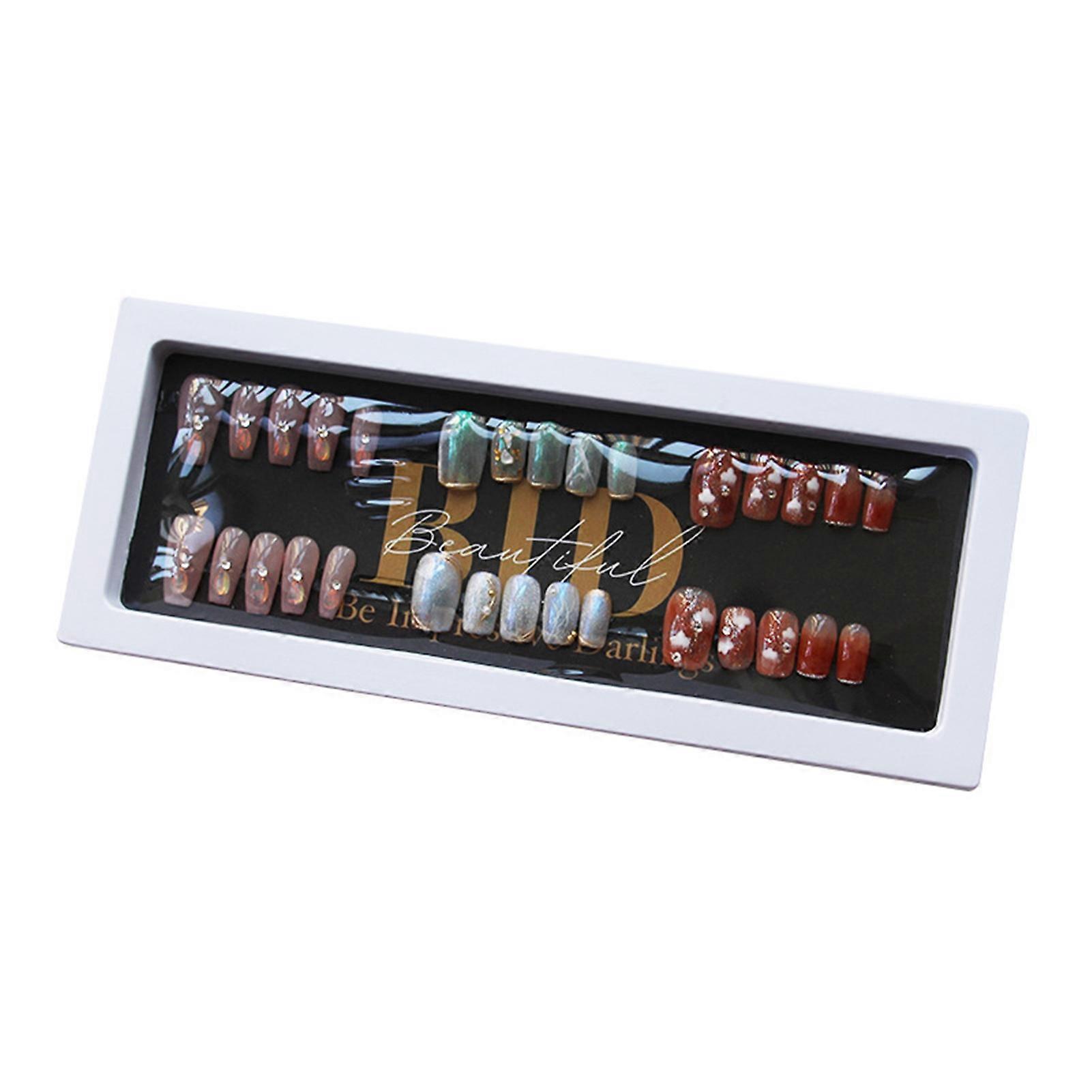 1 Set Press on Nail Organizer Box Dustproof Space-Saving Display Storage Solution for Fake Nails Art