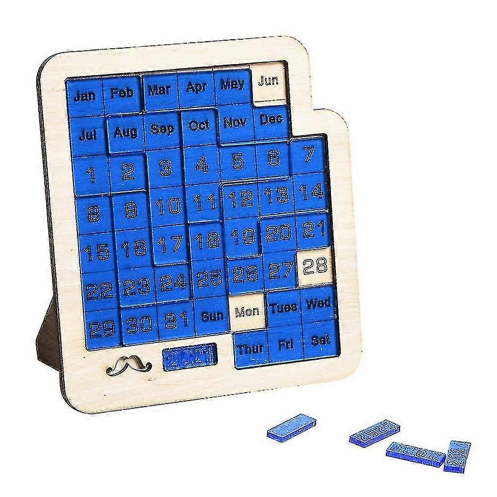 Hmwy-wooden Daily Calendar Puzzle Calendar Play Display Date Difficult Jigsaw Game Kids Toy Gift