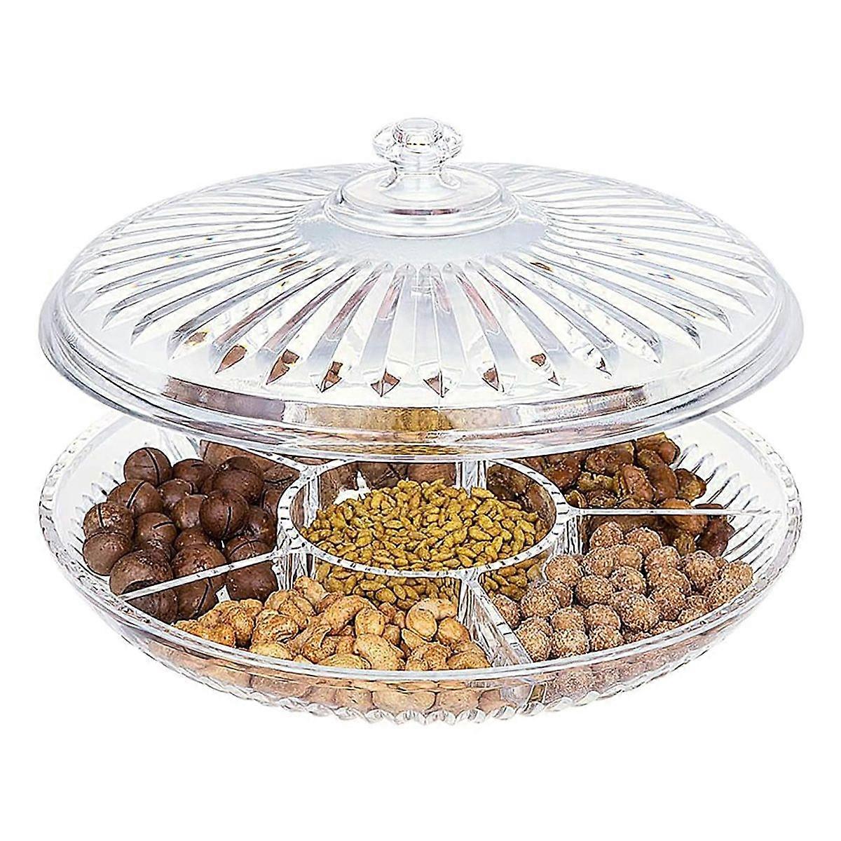 Creative Acrylic Multi Sectional Snack Serving Tray Set with Lid (Six Sections)