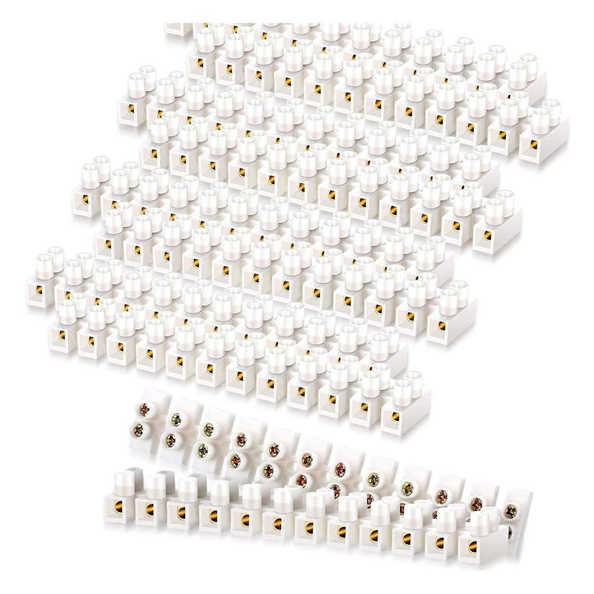 50Pcs Terminal Block White Screw Terminal Connector Dual Row Electric Barrier Block 12-Position Ter