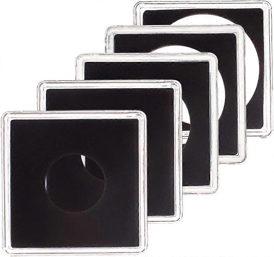 25PCS Black Coin Display Box Square Plastic Single Coin Medal Presentation Box for 20/25/30/35/40mm Commemorative Challenge Coins