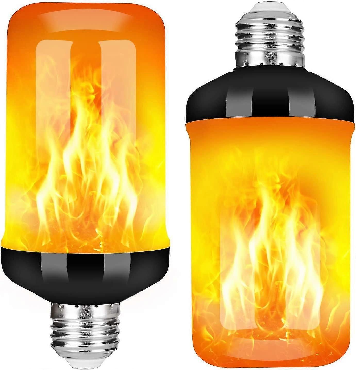 Led Flame Effect Fire Light Bulb, Upgraded 4 Modes Flickering Fire Christmas Decorations Lights, E26 Base Flame Bulb With Upside Down Effect(2 Pack)