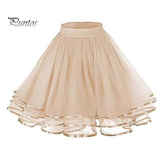 Mesh Tulle Skirt with Elastic Waistband Solid Color Three-Layered Princess Skirt Cosplay Weddings Parties Knee-Length Skirt