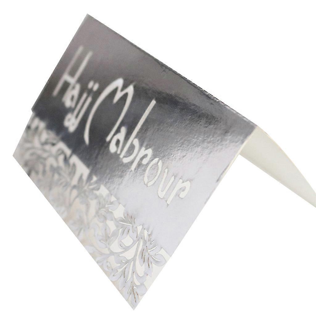 100pcs Hollow Eid Mubarak Table Seating Card Number Name Place Cards Reception Reflective silver