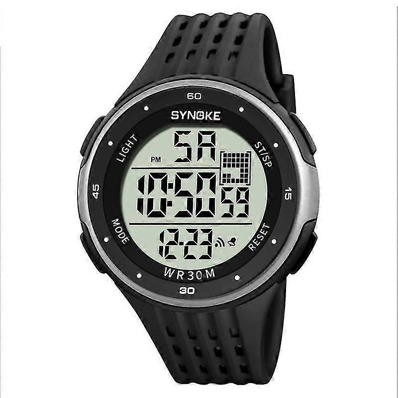 Synoke 9007 Drop Resistant Sports Electronic Watch Silver