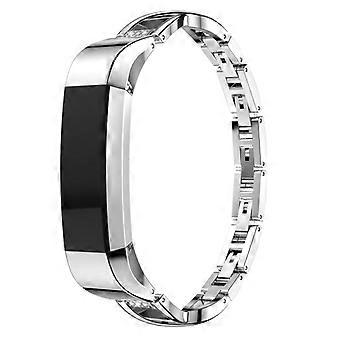 Voor Fitbit Alta smartwatch X-vormige metalen horlogeband (zwart)