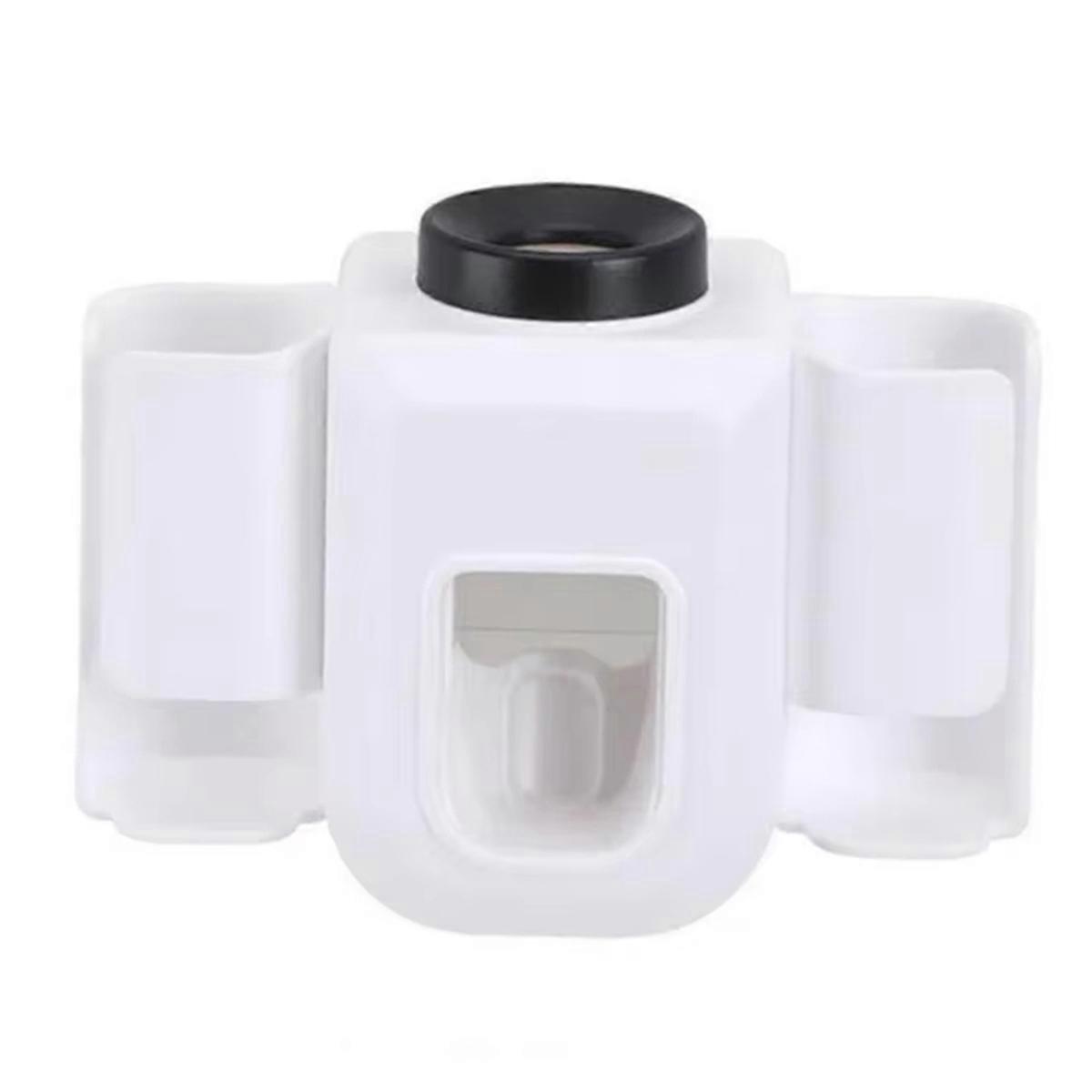 Toothbrush Holder Wall-Mounted with Double Slots, Toothpaste Dispenser and Squeezer Set,Bathroom Or