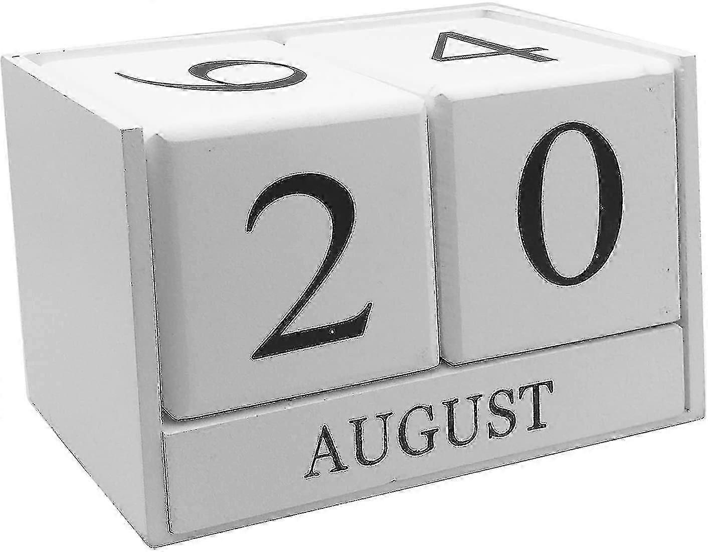 Wooden Desk Blocks Calendar - Perpetual Block Month Date Display Home Office Decoration