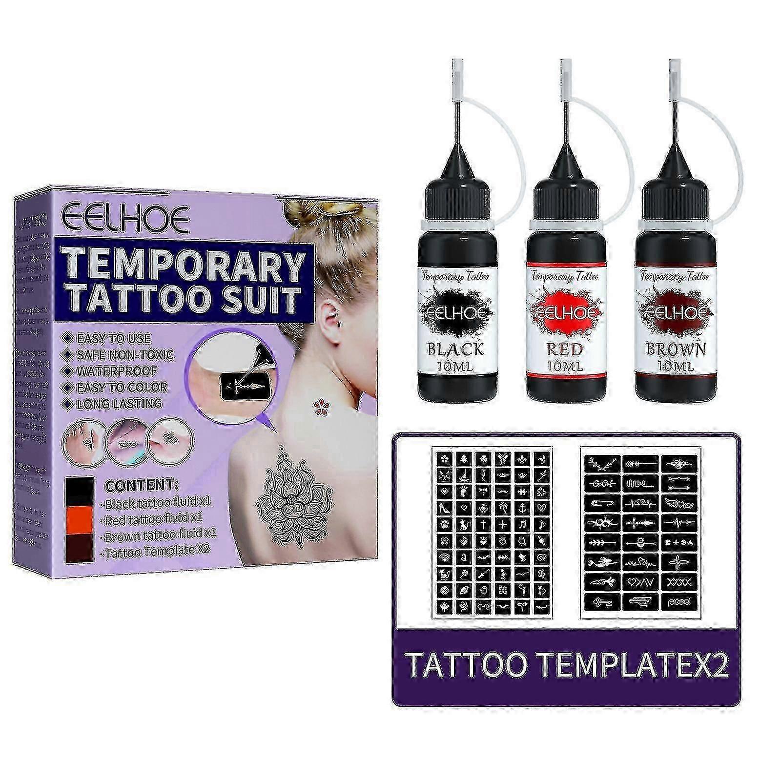 New- Juice Tattoo Set Waterproof Lasting Temporary Painless Hollow Pattern Template Juice