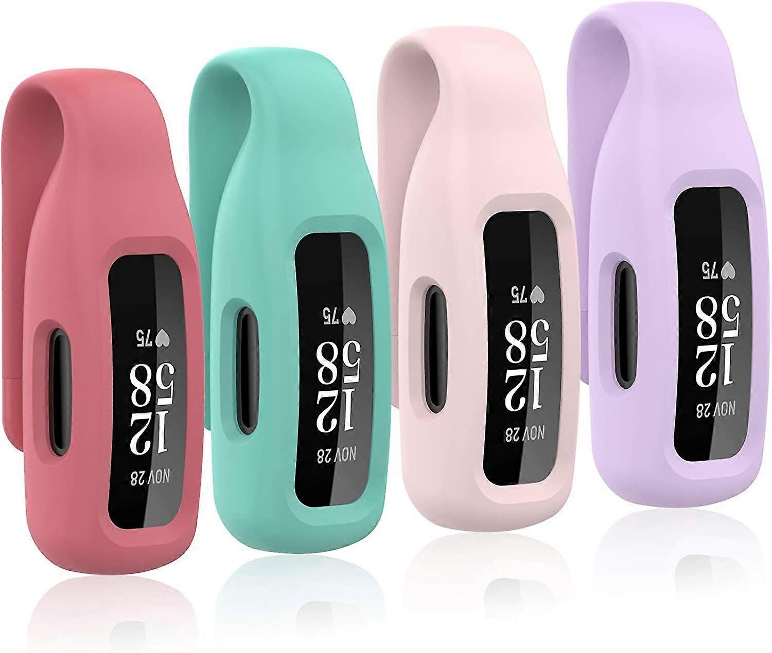 4-Pack Clip Case Compatible with Fitbit Inspire 2, Soft Silicone Clip Clasp Accessory Replacement for Fitbit Inspire 2