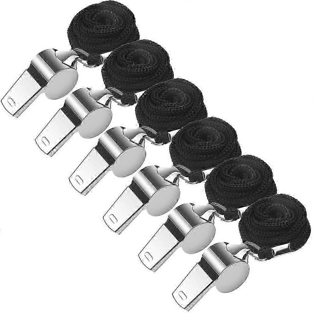 6 Stck Edelstahl Trillerpfeife, Metall Sportpfeife Trainerpfeife Schiedsrichter Pfeifen Signalpfeife Mit Verstellbarem Und Entfernbar Schlsselband Fr