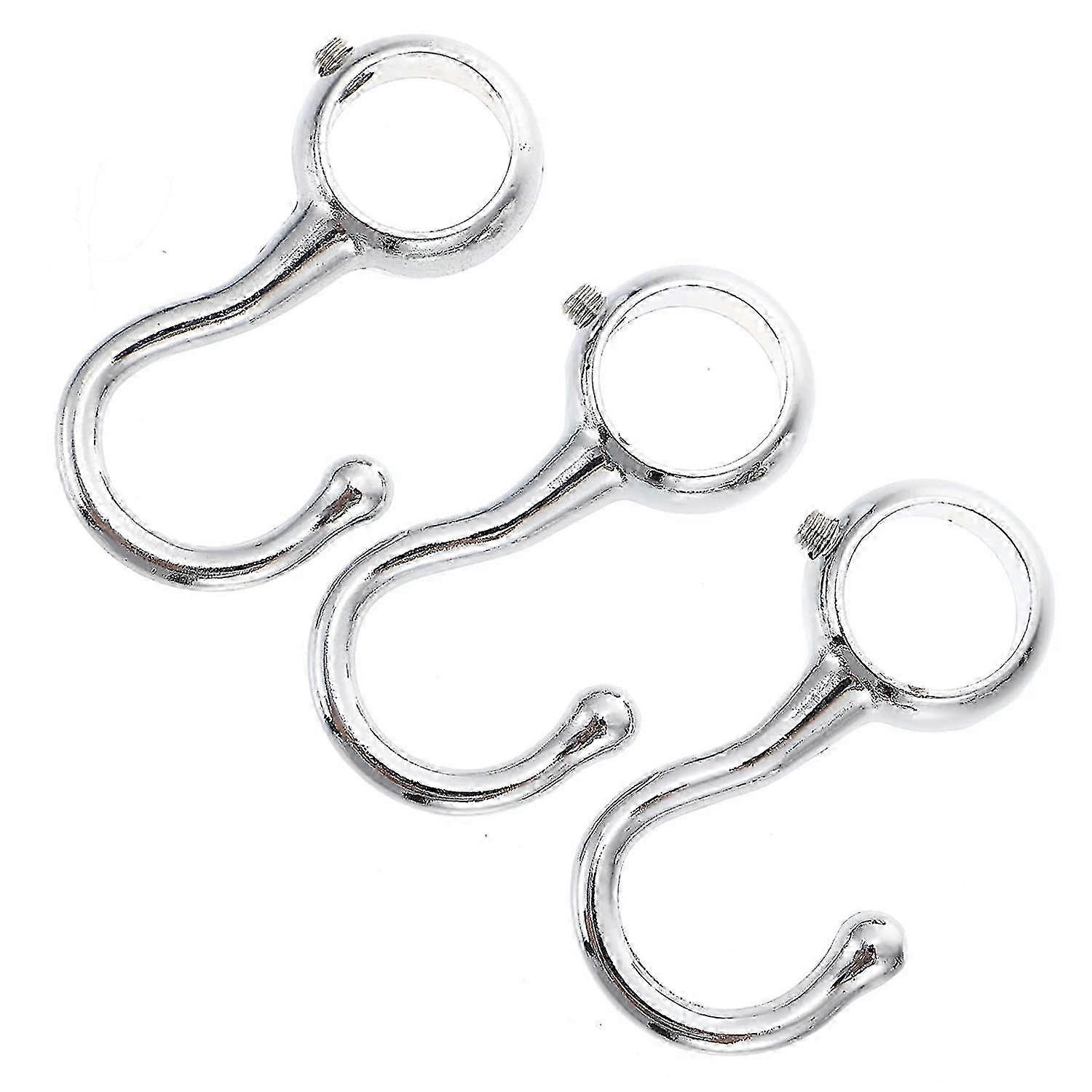 3pcs Silver Windproof Hanging Clip Hooks for Household Use - Table, Coat & Laundry Bag