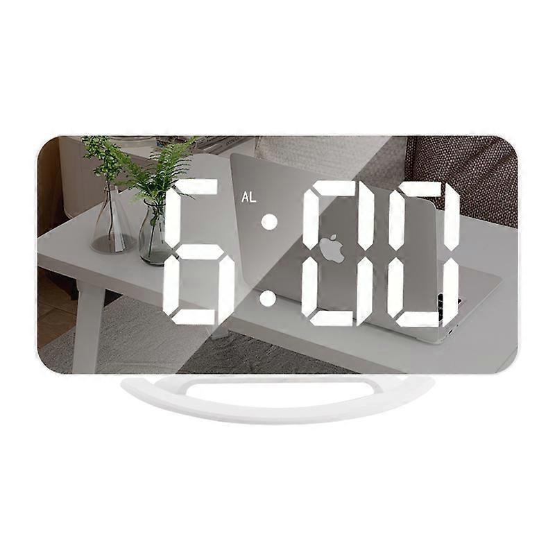 Digital Alarm Clock 6.5" Large LED Mirror Display Dual USB Charger Port Clocks