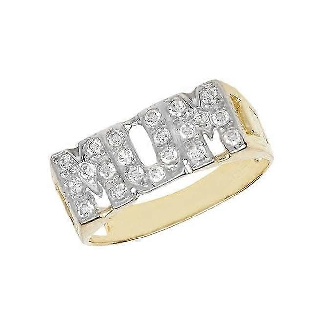 9ct Yellow Gold Ladies Curb Sides Mum Zirconia Ring RN192CZ
