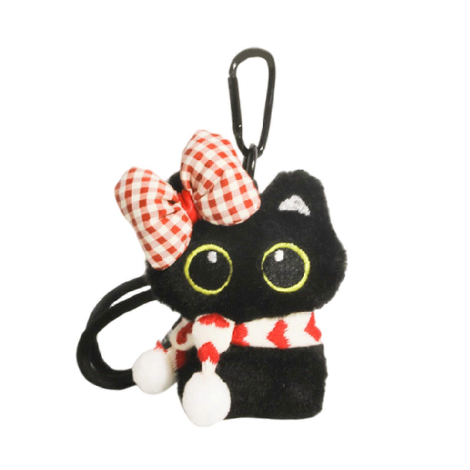 Soft Plush Cat Key Rings Charming Black Cat Plush Keychain with Soft Touch for Bags Keys Purses Backpacks