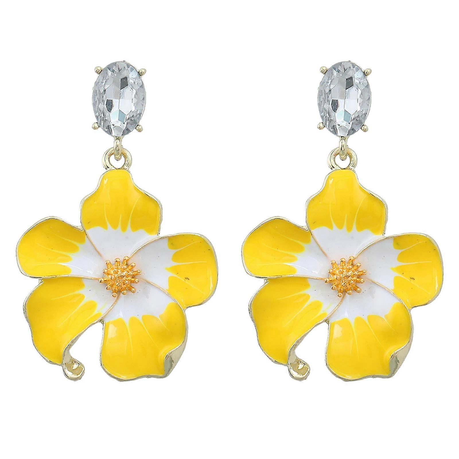 Simple Mignon Fleur Pendentif Boucle D’oreille Douce Fleur Boucles D’oreilles Boucles D’oreilles Élégantes Boucles D’oreilles Mode Femmes Fête Bijoux Jaune