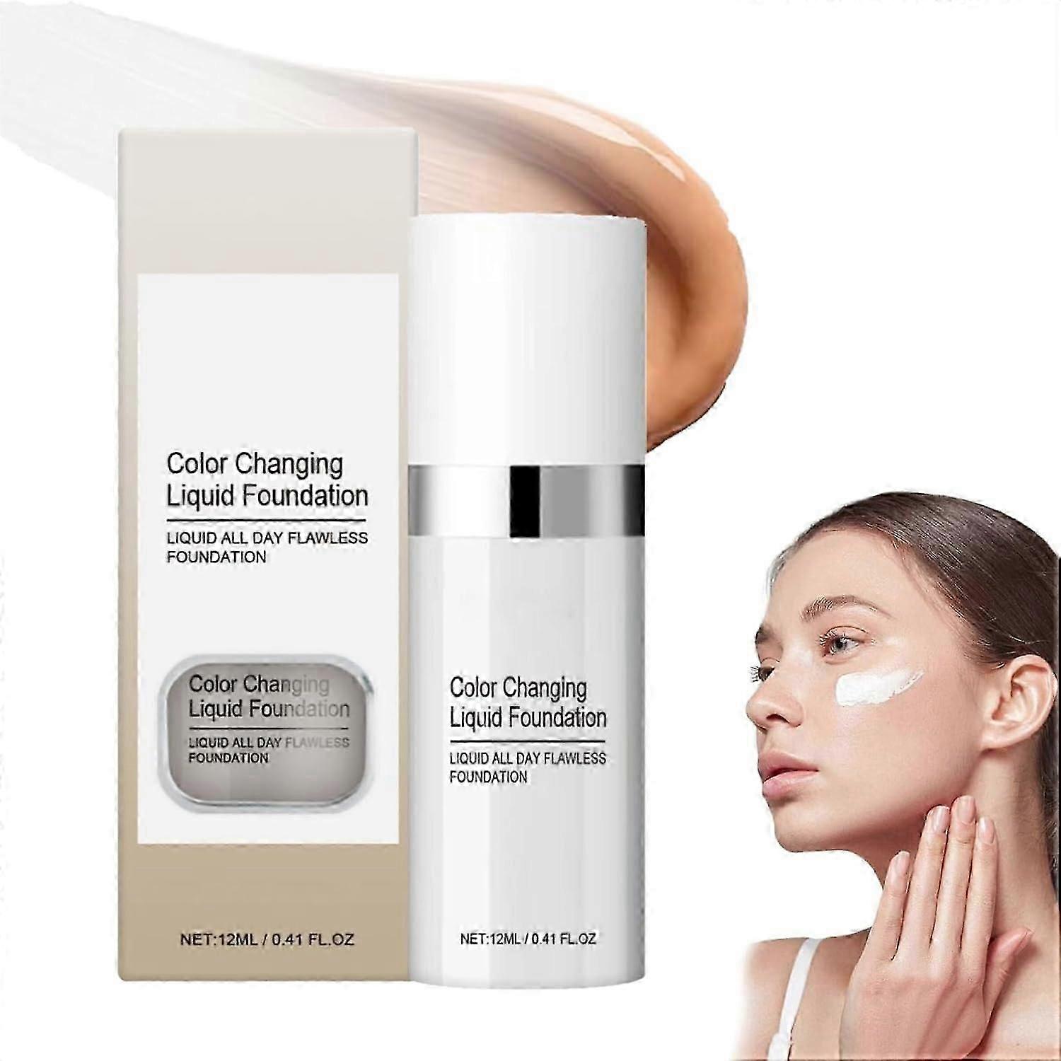 Colour Changing Foundation, Foundation Colour Changing Warm Skin Tone Foundation, Waterproof Moisturising Face Foundation