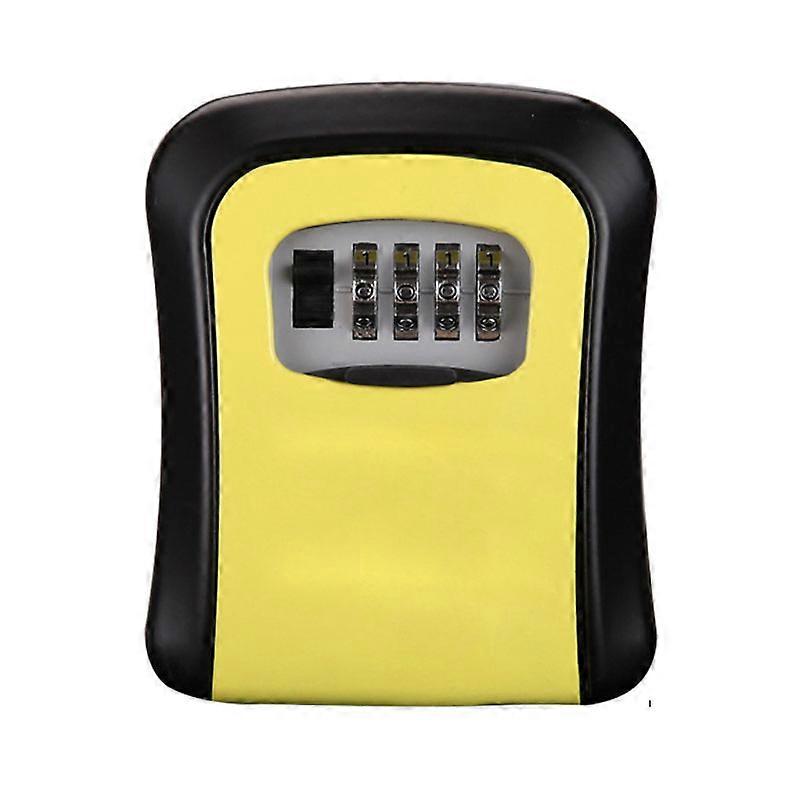 Key Box Wall Mounted 4 Digit Aluminium Alloy Simple Safe Key Lock Box for Site Apartment Factory Yellow