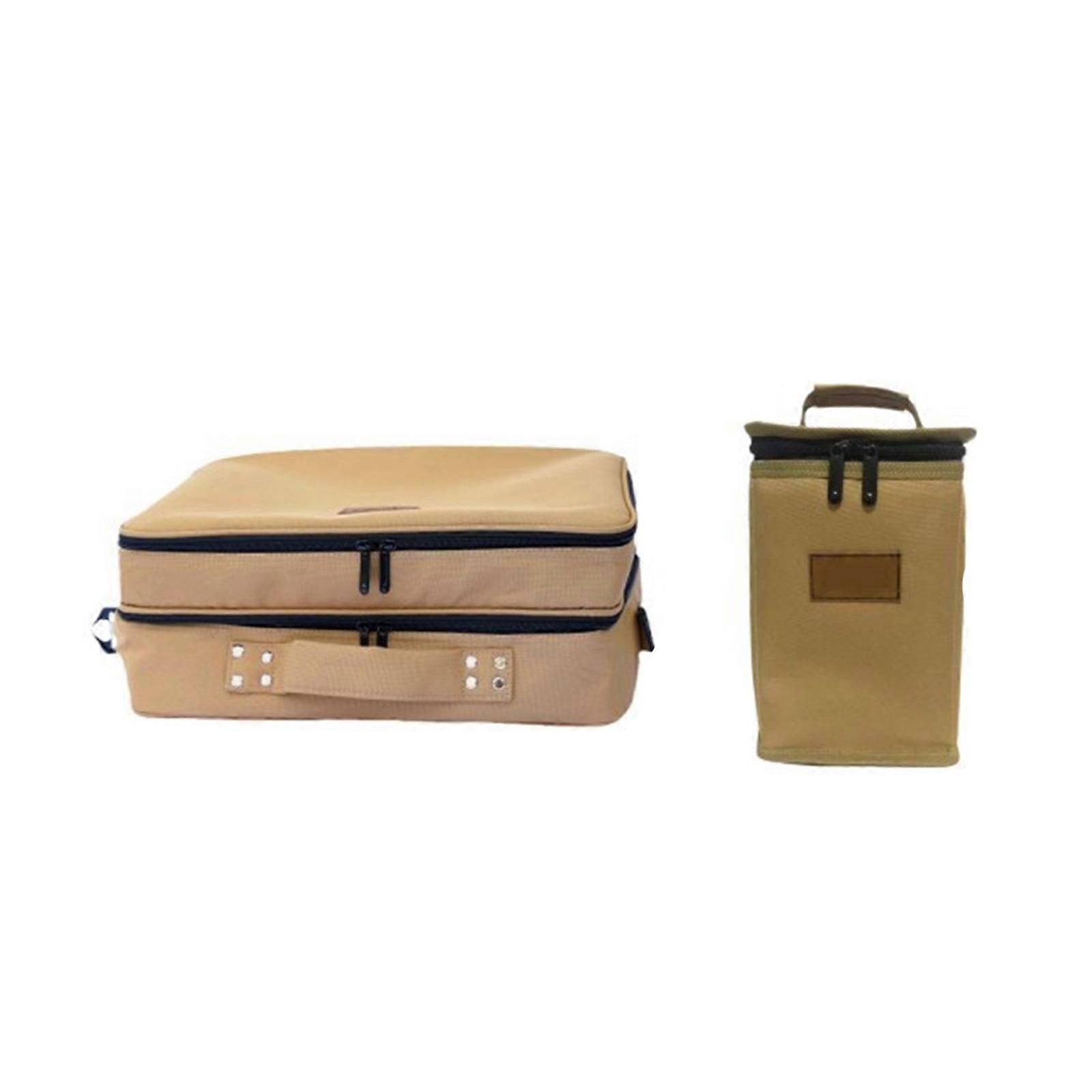 Outdoor Cassette Stove Gas Tanks Storage Bag Gas Stove Canister Pot Carry Bag Camping Baking Pan Cookware Storage Bag  Khaki S