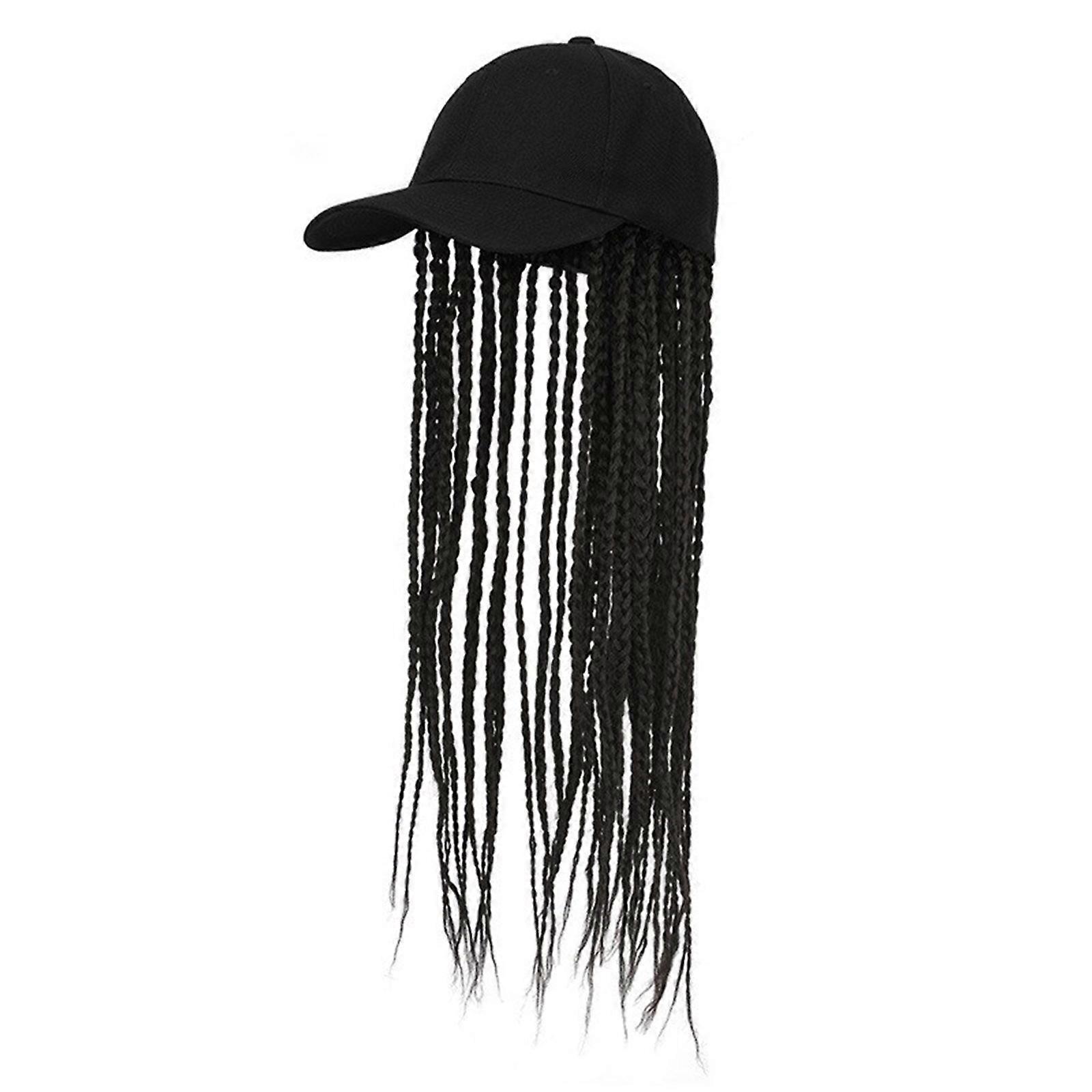 Fashion Wigs Hat Elegant Natural Hat Synthetic Long Twist Braid Ponytail Hat for Cosplay and Daily Use  Natural Black