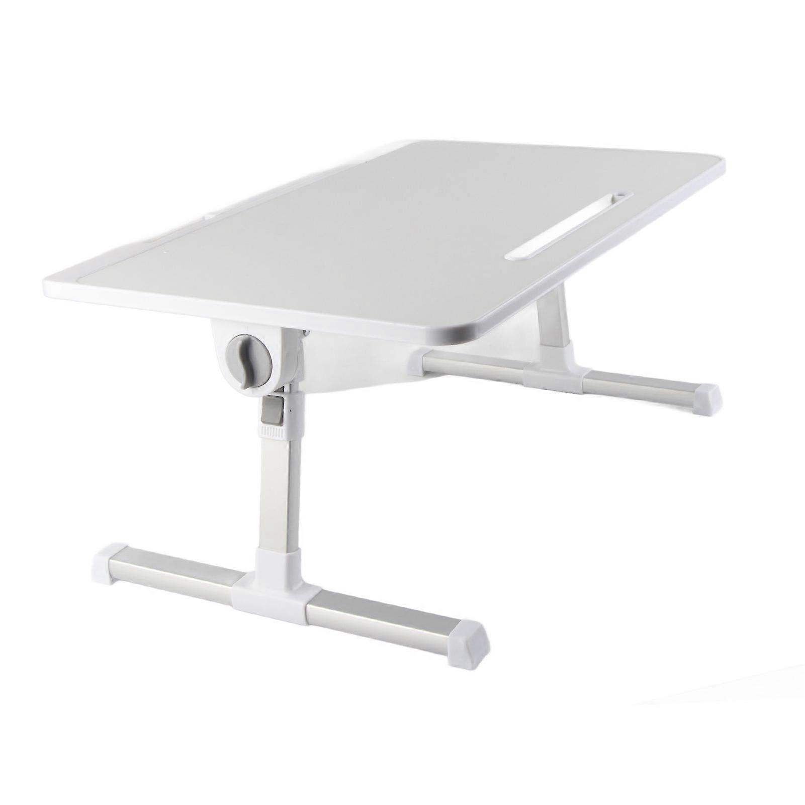 Laptop Bed Table with Foldable Legs Rotating Table Top Aluminum Alloy Portable Laptop Desk for Writing Working Reading Eating Warm White