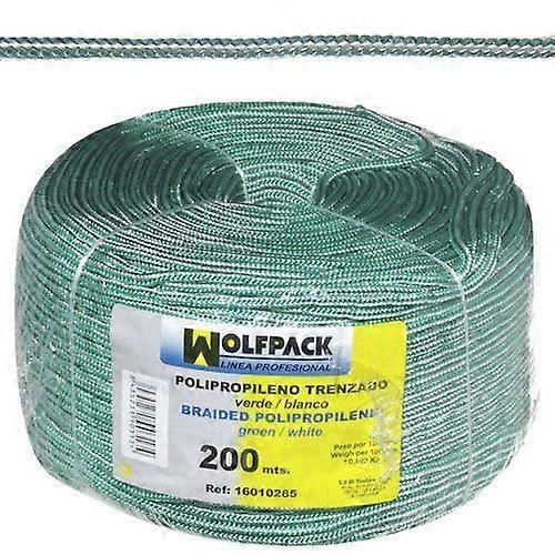 Polypropylene braided rope white/green (reel 200