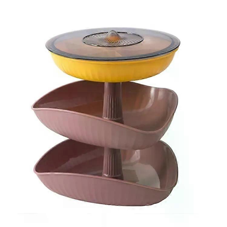 Dried Fruit Plate-Three-Layer Multilayer Candy Dish by (Bean Pink)