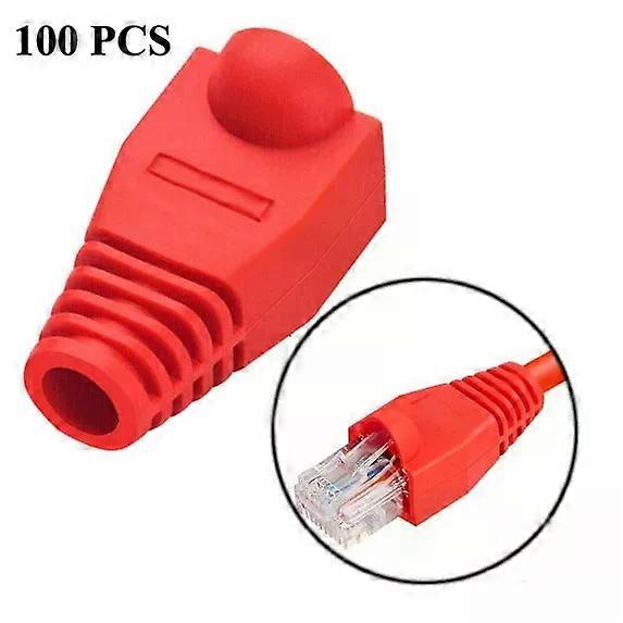 RJ45 Network Cable Boots-Black Red Cap Covers for Enhanced Protection Red