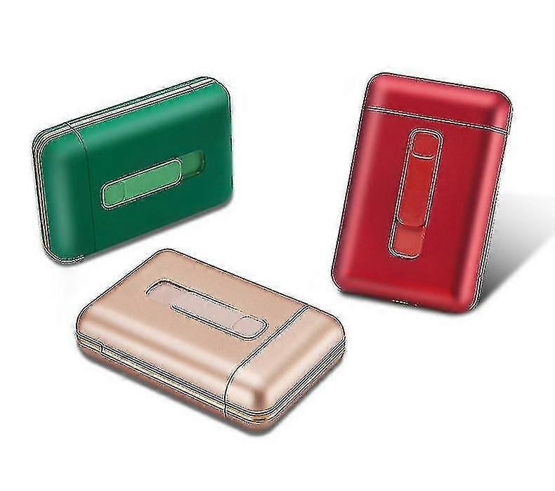 Portable Case For 20 Cigarettes With Usb Rechargeable Lighter,green