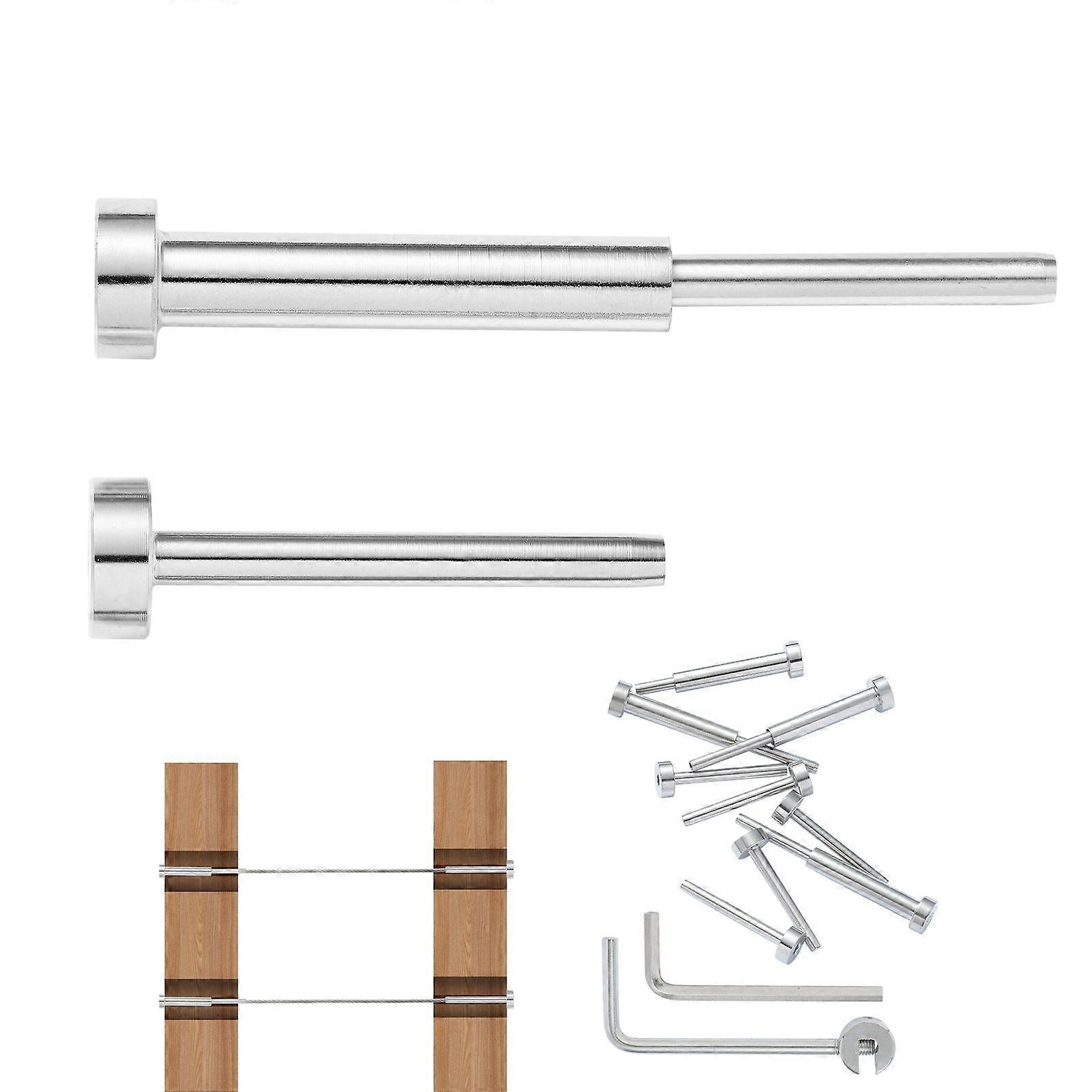 20-pakowy zestaw niewidocznych balustrad kablowych, niewidoczny odbiornik ze stali nierdzewnej T316 1/8 "i końcówka kołka wciskanego do balustrady kablowej, do słupka drewnianego / metalowego