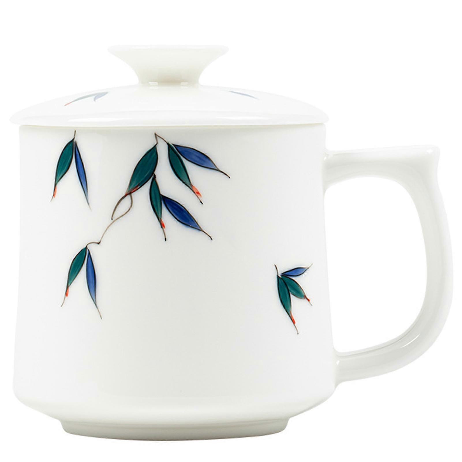 Coffee Ceramic Mug with Lid Handle Vintage Design Chinese Tea Cup for Tea Lovers