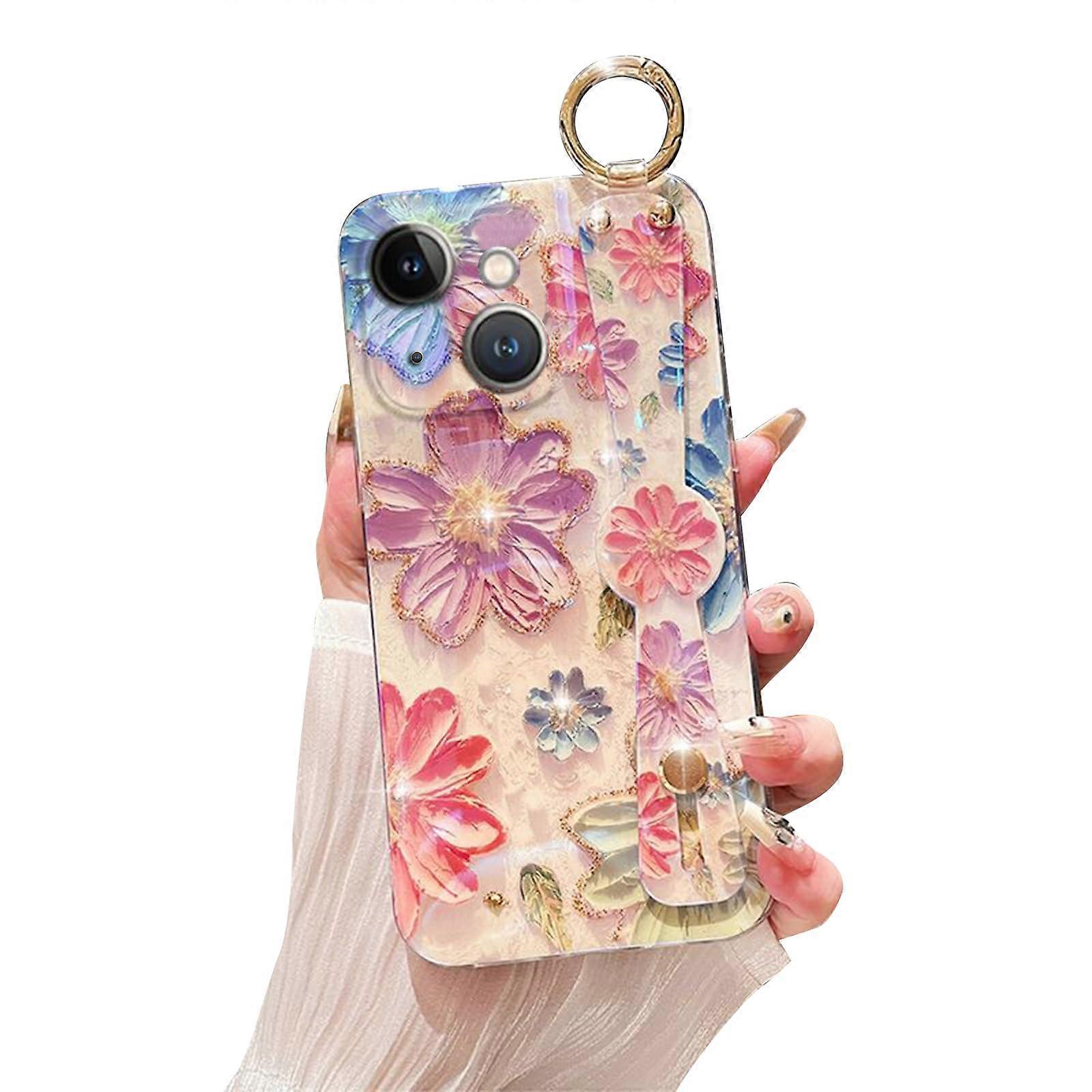 Hand Strap Holder Case for 6.1" iPhone 13 with Kickstand, Soft Wrist Strap, Durable Protection, Lightweight Design