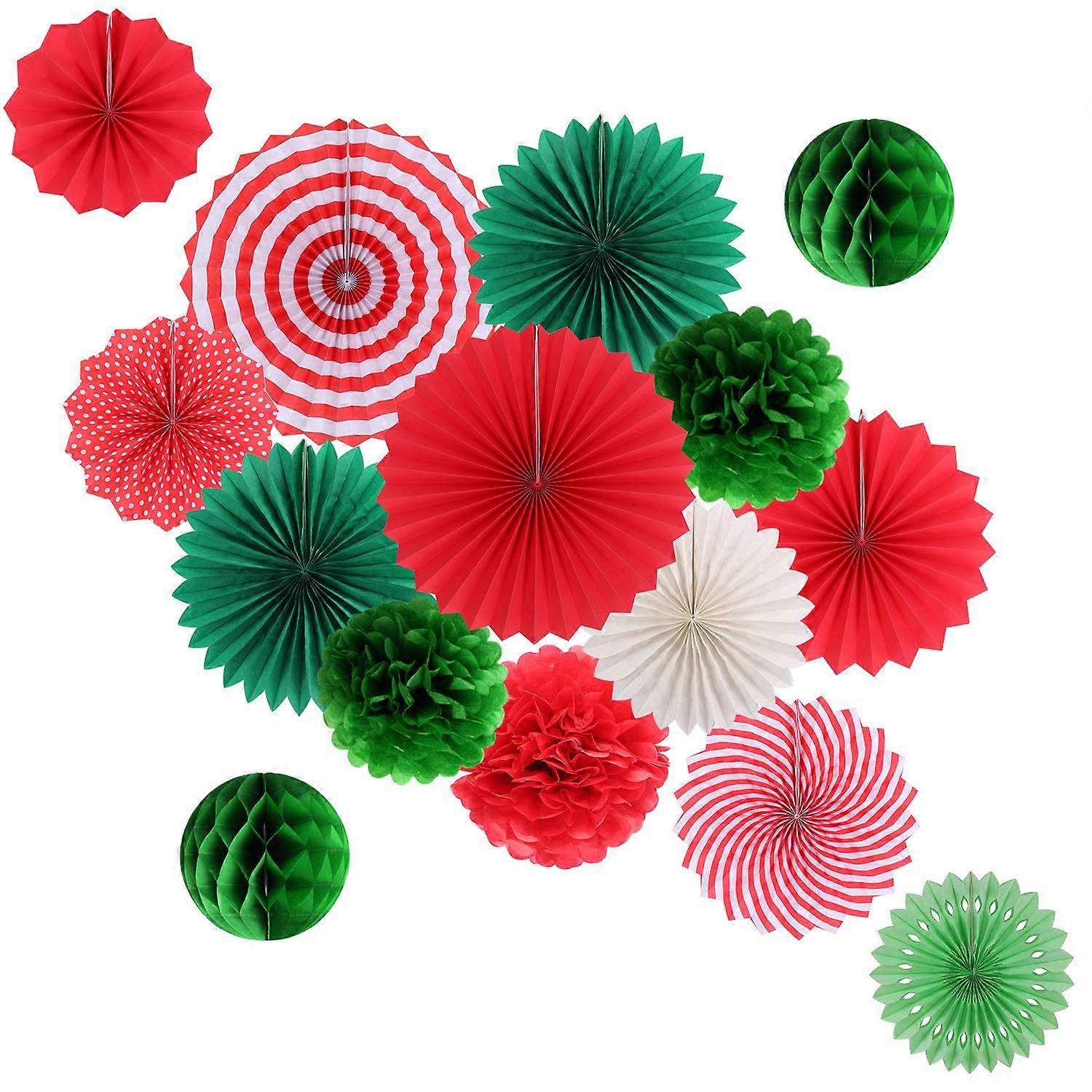 Hanging Party Decorations Set Of Paper Fans And Paper Pom Pom Flowers And Honeycomb Balls
